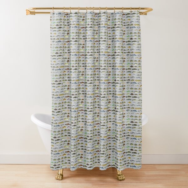 North American Freshwater Fish Group Shower Curtain