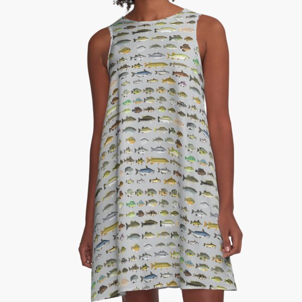 North American Freshwater Fish Group A-Line Dress