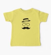 Retro / Minimal vintage face with Mustache & Glasses Baby Tee