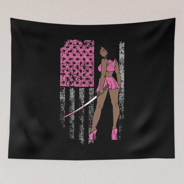 Item preview, Breast Cancer Warrior USA American Flag Melanin designed and sold by PinkyTree.