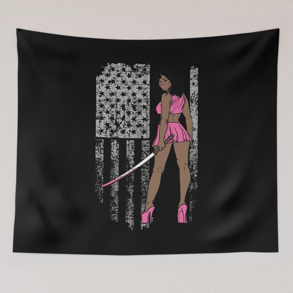 Item preview, Breast Cancer Warrior USA American Flag Melanin designed and sold by PinkyTree.