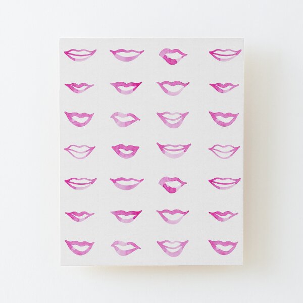 Smile Pink Lips Wood Mounted Print