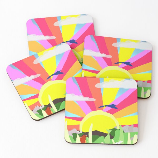 Item preview, The Quiet Sunrise, with animals in a peaceful fun and colorful landscape designed and sold by davidscohen.