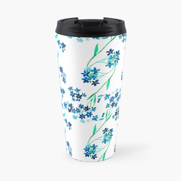 Watercolor blue flower. Travel Mug