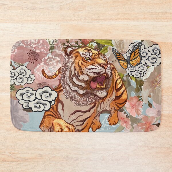 Item preview, Tiger and butterfly amid cherry blossom - Japanese Art  designed and sold by TSLAB.