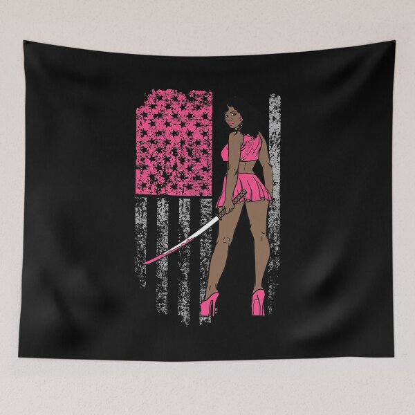 Item preview, Breast Cancer Warrior USA American Flag Melanin designed and sold by PinkyTree.