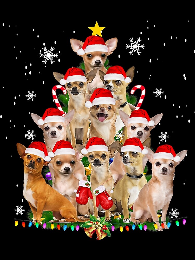 Christmas Happy Holidays Chihuahua Dog with Tree and Presents Puzzle with  Photo Tin PUZL82432