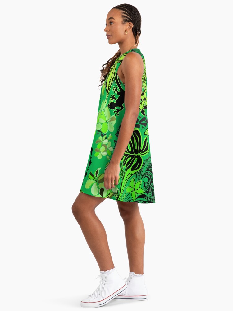 Kiwi Green Lanai Hawaiian - Samoan Tribal Jungle Design " A-Line Dress for Sale by sunnthreads | Redbubble Kiwi Green Lanai Hawaiian - Samoan Tribal Jungle Design " A-Line Dress for Sale by sunnthreads | Redbubble