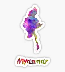 Myanmar in watercolor Sticker