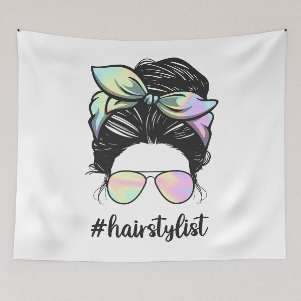 Item preview, Hairstylist Messy Bun - Hairstylist life - funny gift idea for hairstylist tie dye colorful pastel colors designed and sold by SANA MAMOUN ALAJJAN .