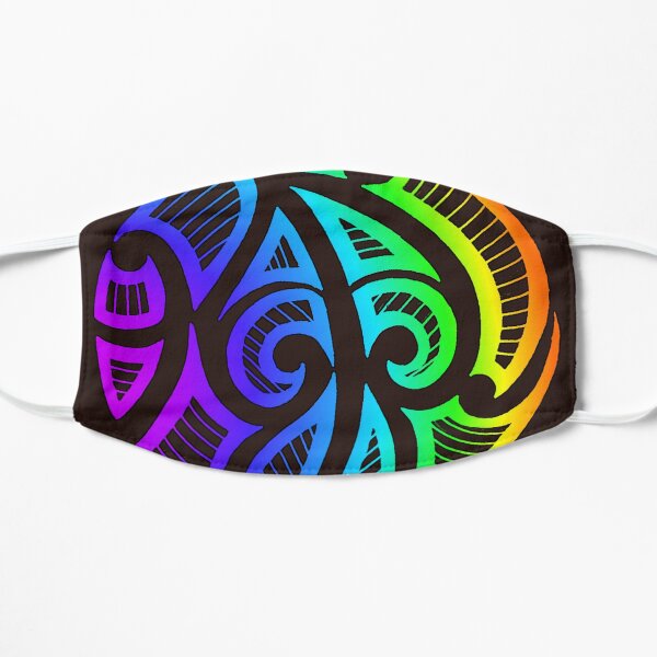 Maori tribal retro neon color Flat Mask