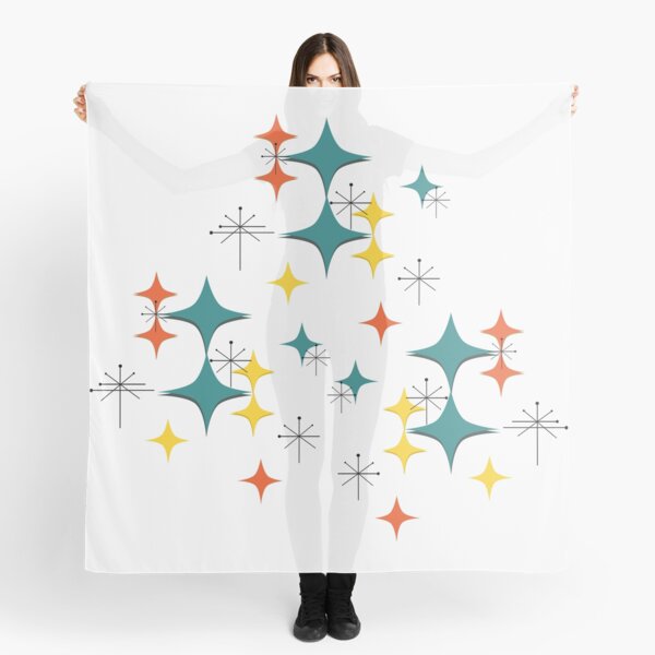 Mid Century Modern Eames Era Atomic Stars and Diamonds Scarf