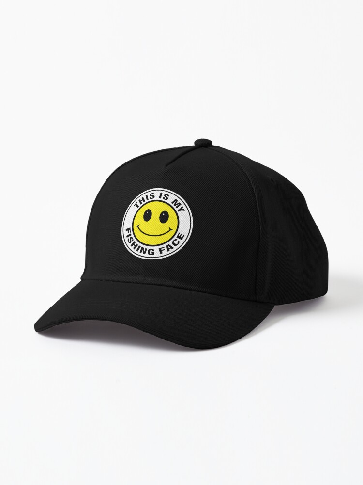 funny fishing, funny fisherman, this is my fishing face, smiley face  fishing design Cap for Sale by baingraphics