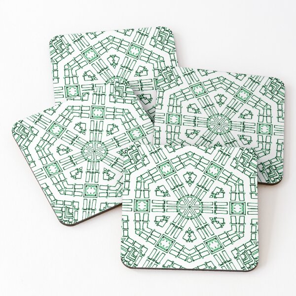 Item preview, City Plaza Mandala in Green and White Architectural designed and sold by AlteredAtelier.