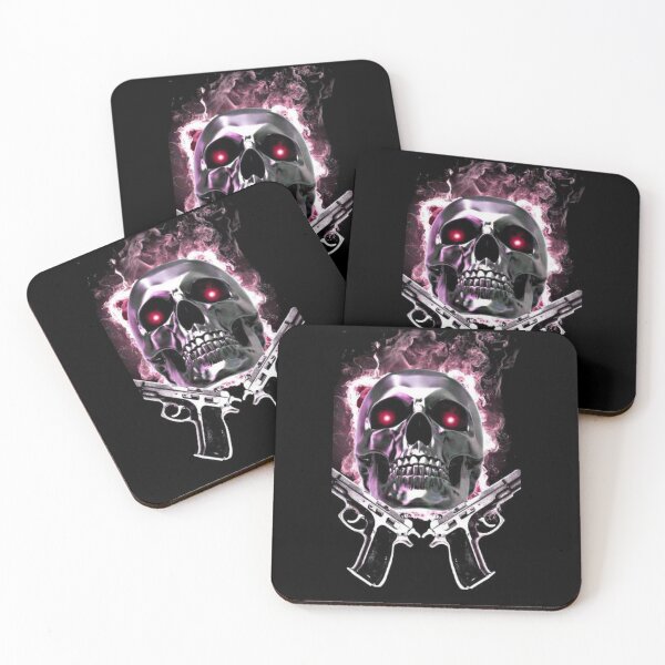 Item preview, Skull with Guns blazing in pink designed and sold by slashrose4ever.