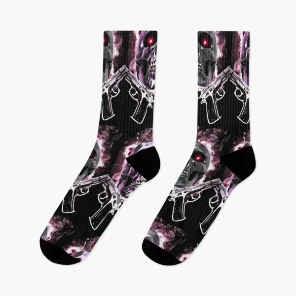 Item preview, Skull with Guns blazing in pink designed and sold by slashrose4ever.