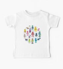Robots in Space - grey - fun Robot pattern by Cecca Designs Baby Tee
