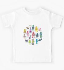 Robots in Space - grey - fun Robot pattern by Cecca Designs Kids Tee