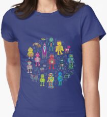 Robots in Space - grey - fun Robot pattern by Cecca Designs Women's Fitted T-Shirt