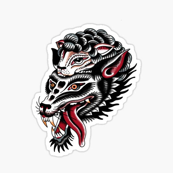 Lamb Wolf - Neo Traditional Tattoo Sticker