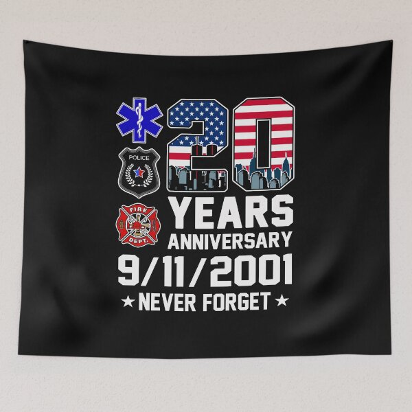 Item preview, Memorial Patriot Day USA Flag 11th September, 20 Years Anniversary 9-11-2001 Never Forget designed and sold by HarveyJade.