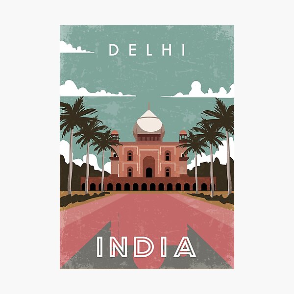 Aperçu de l'œuvre Delhi, Inde - Affiche de voyage minimaliste rétro créée et vendue par GreekTavern1979.