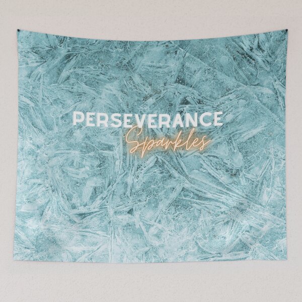 Item preview, Inspirational quote perseverance sparkles blue frozen water designed and sold by Lizzysszhou.