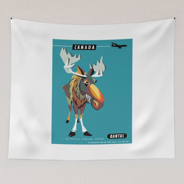Aperçu de l'œuvre 1952 CANADA Moose Qantas Airline Poster créée et vendue par retrographics.