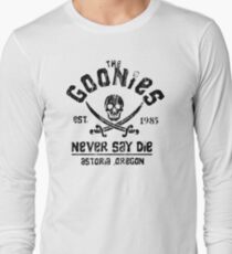The Goonies - Naver Say Die - Black on White Long Sleeve T-Shirt