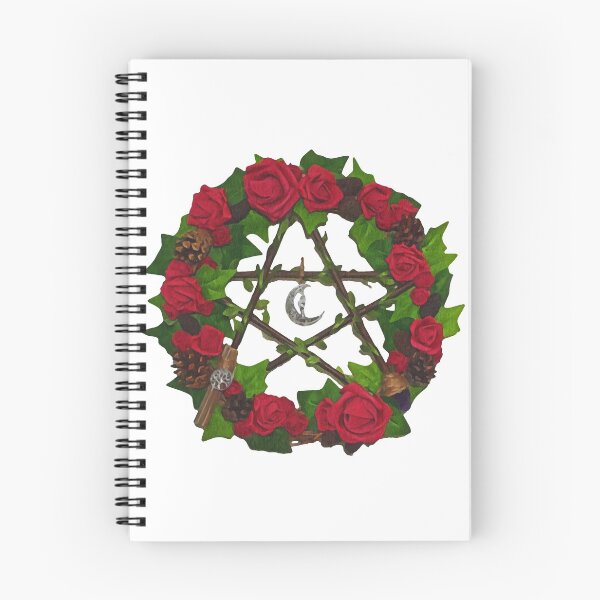 Item preview, Watercolor Pentacle Wreath, Flower Pentacle designed and sold by EnchantedInn.