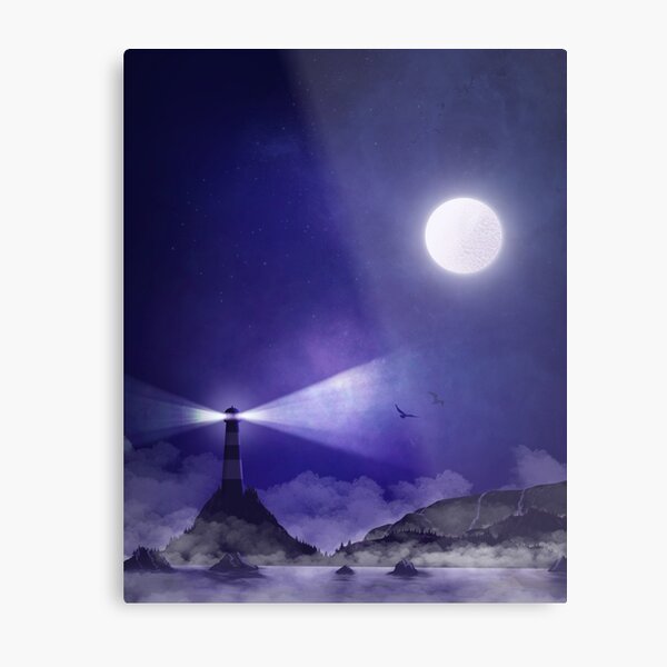 Lighthouse Purple skies Metal Print