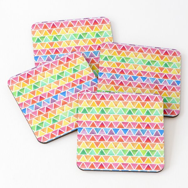 Item preview, Abstract geometric print - colorful watercolour triangle pattern designed and sold by essjaydesigns.