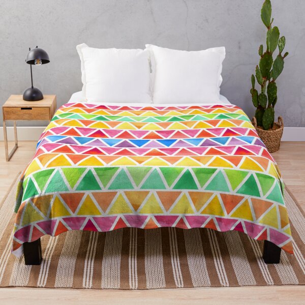 Item preview, Abstract geometric print - colorful watercolour triangle pattern designed and sold by essjaydesigns.