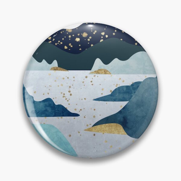 Item preview, Silhouettes of mountains with river and moon. Abstraction of textured plaster with gold elements.  designed and sold by darkmoonlight-.