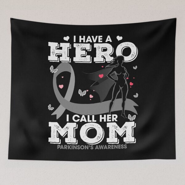 Item preview, I Have A Hero I Call Her Mom Parkinsons, Parkinsons Awareness Gift for Parkinsons Warrior Mom, Gray Ribbon Gift for Mom designed and sold by CapitalDesignss.