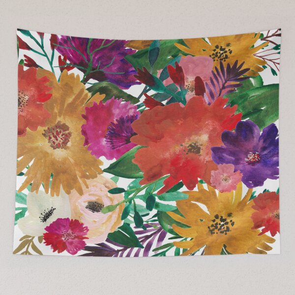 Item preview, Floral Medley 1 Orange Purple Tan Pink Green designed and sold by AlteredAtelier.