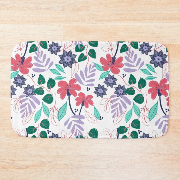 Item preview, Navy purple pink and mint flowers and leaves designed and sold by FiTambling.
