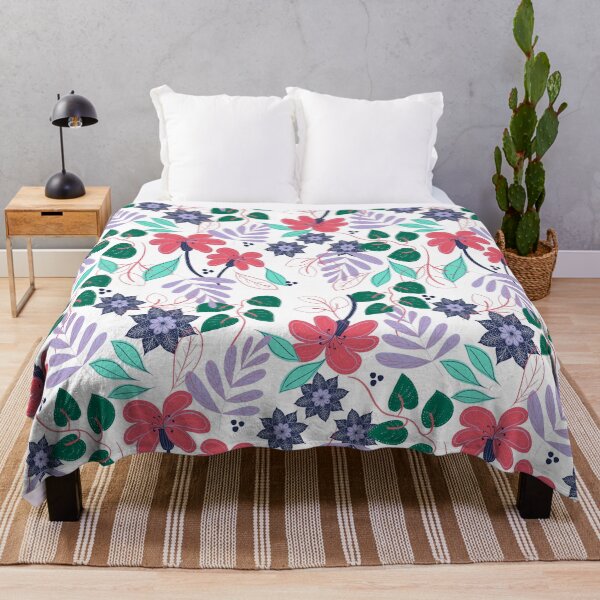 Item preview, Navy purple pink and mint flowers and leaves designed and sold by FiTambling.