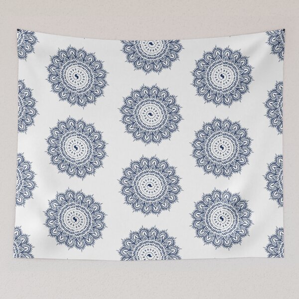 Item preview, Flower Mandala Pattern in Navy Blue designed and sold by maiemarielane.