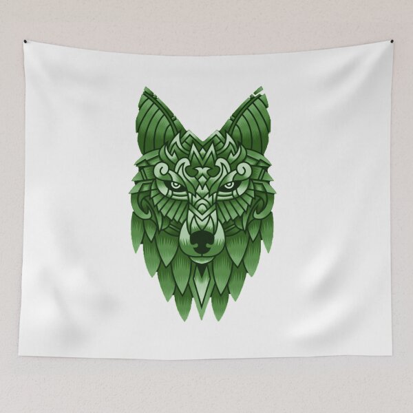 Item preview, wolf art green designed and sold by wolvoo.