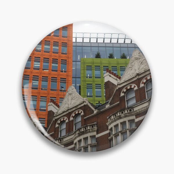 Item preview, The Old and the New - Victorian Houses in Front of the Green and Orange Facades of Central Saint Giles designed and sold by Georgia Mizuleva.