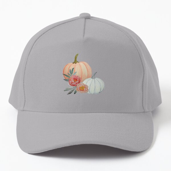 Pumpkin floral on blush pink , pumpkins and peonies Baseball Cap