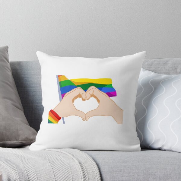 Item preview, Rainbow pride flag with hands making a heart designed and sold by GirlofRandom.