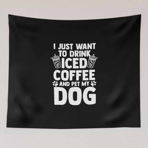 Item preview, I Just Want To Drink Iced Coffee And Pet My Dog Barista designed and sold by Nessshirts.