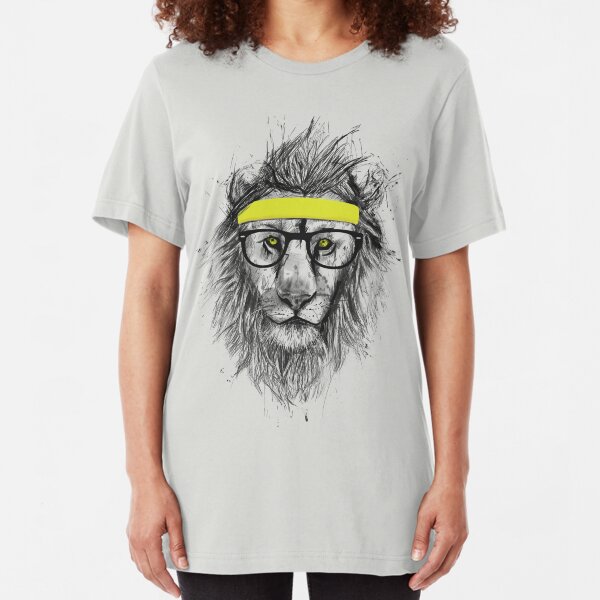 Hipster lion Slim Fit T-Shirt