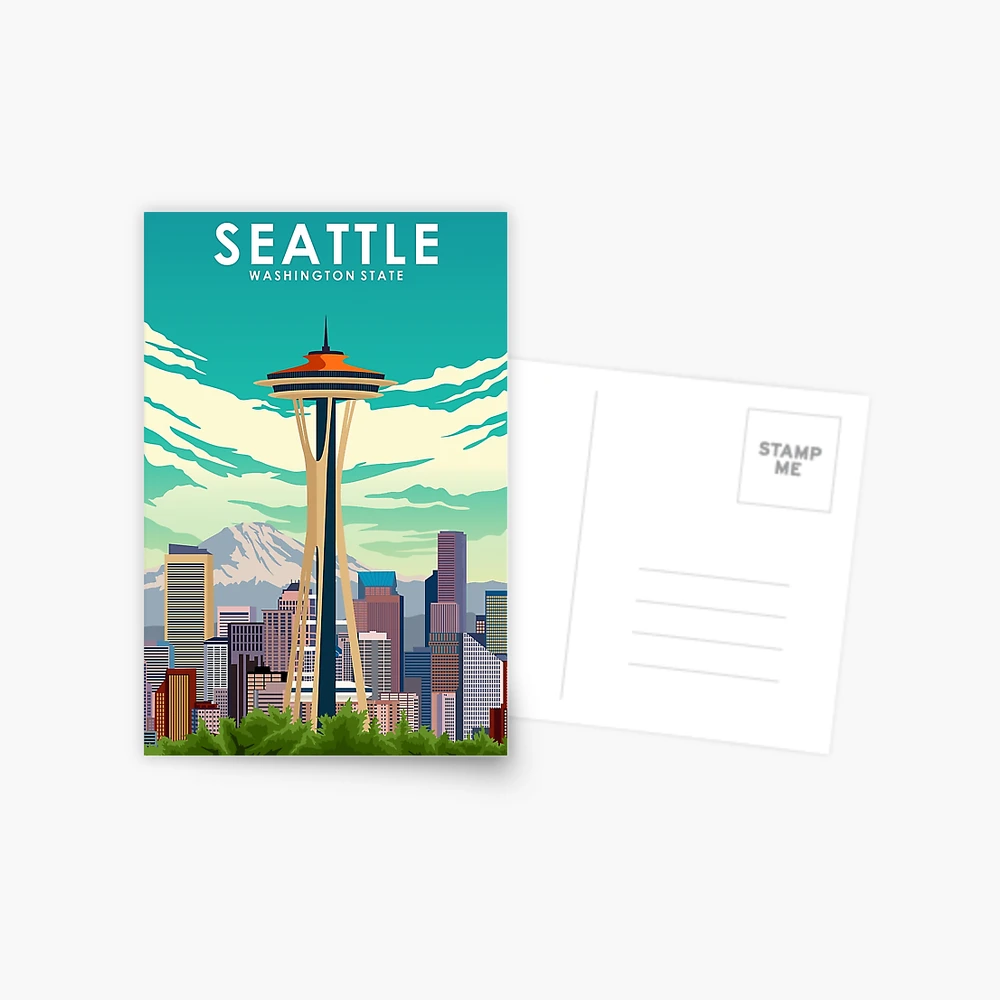 Seattle Washington State Travel Poster Postcard