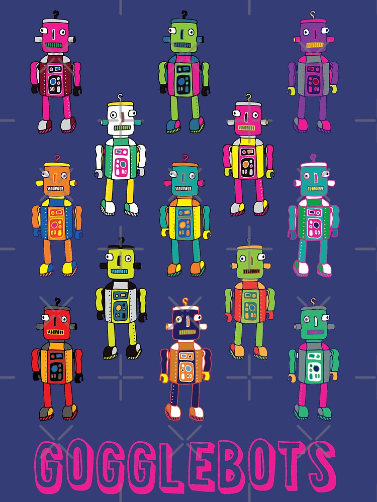 GoggleBots - robot pattern on Blue by Cecca Designs by Cecca-Designs