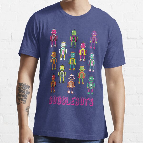 GoggleBots - robot pattern on Blue by Cecca Designs Essential T-Shirt