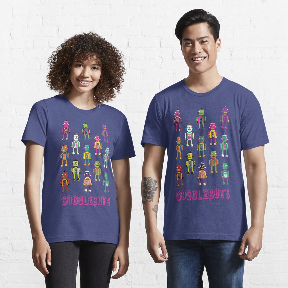 GoggleBots - robot pattern on Blue by Cecca Designs Essential T-Shirt