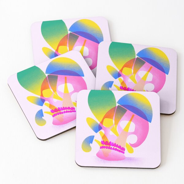 Item preview, "Skull Mushrooms" - Risograph Style Illustration designed and sold by sjillustrates.